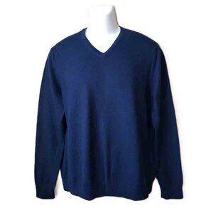 Banana Republic Italian Merino Wool Sweater Navy Blue V-Neck Men's Size Slim M